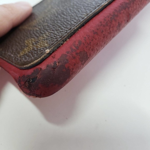 Louis Vuitton Iphone 11 Pro Cell Phone Card Case Leather Signature Red Damaged - Picture 6 of 8